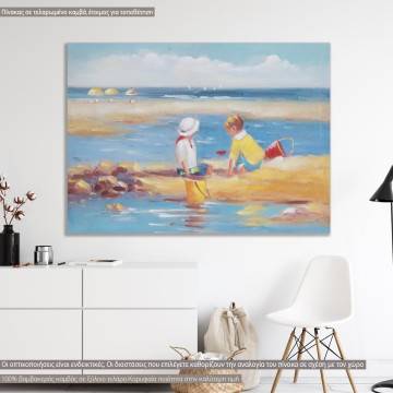 Canvas print Playing on the beach