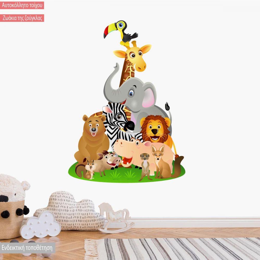 Kids wall stickers Animals of the jungle in a pyramid