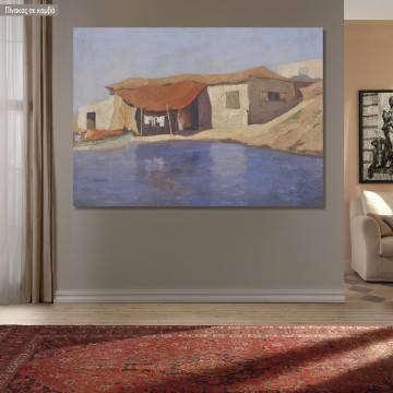 Canvas printFisherman's house with a boat, Oikonomou