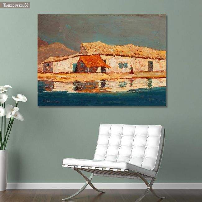 Canvas printOld fisherman's house near water, Oikonomou