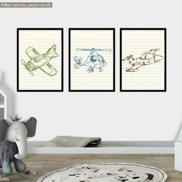 Kids poster, flight time, sketch,3 panels
