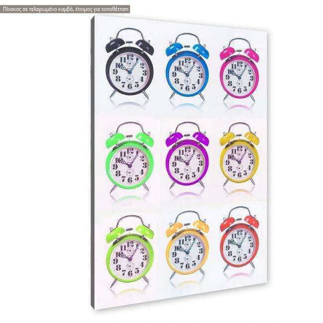 Πίνακας σε καμβά Pop art clocks, κάθετος, καμβάς τελαρωμένος, κοντινό