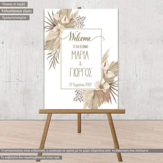 Canvas print Wedding Welcome Pampas grass