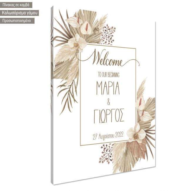 Canvas print Wedding Welcome Pampas grass