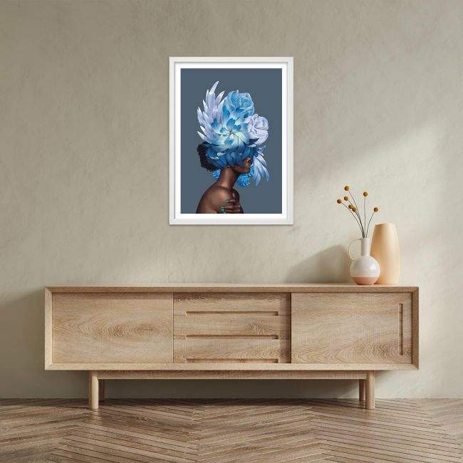 Canvas print Inner Beauty, cyan blossom