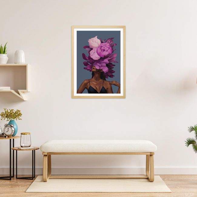 Πίνακας σε καμβά Inner Beauty, purple blossom, ξύλινη κορνίζα, μακρινό