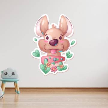 Kids wall stickers Dog in flowers