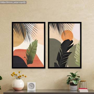 Banana leaves, κάδρο, μαύρη κορνίζα δίπτυχο