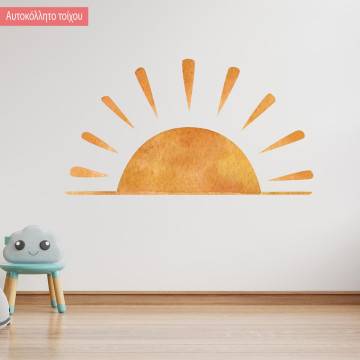 Kids wall sticker Rising sun orange watercolor 2