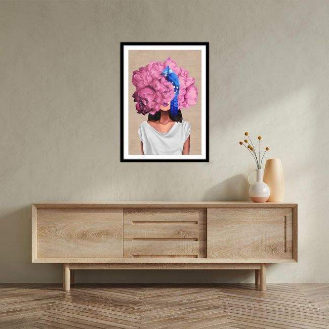 Canvas print Pink on blue I