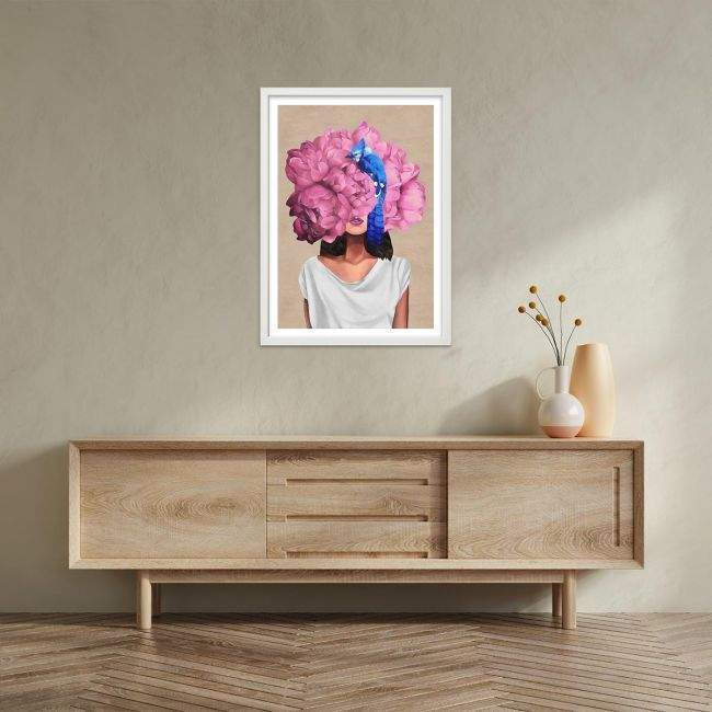 Canvas print Pink on blue I