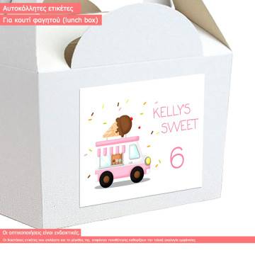 Birthday party sticker, Ice cream truck