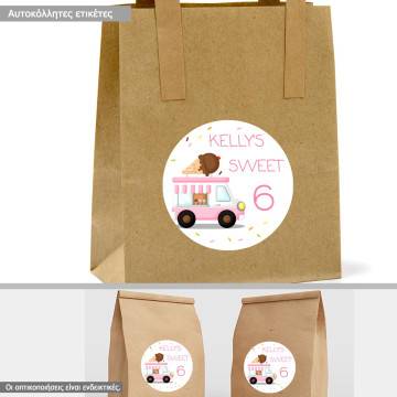 Αυτοκόλλητη ετικέτα πάρτυ γενεθλίων, Ice cream truck 2