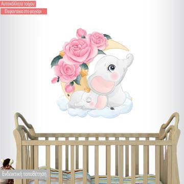 Kids wall stickers Elephants on the moon