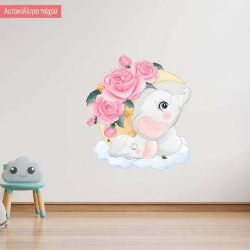 Kids wall stickers Elephants on the moon 2