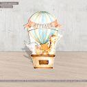 Wooden figure printed Hot air baloon with animals