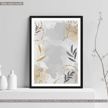 Leaves lines and dots, poster