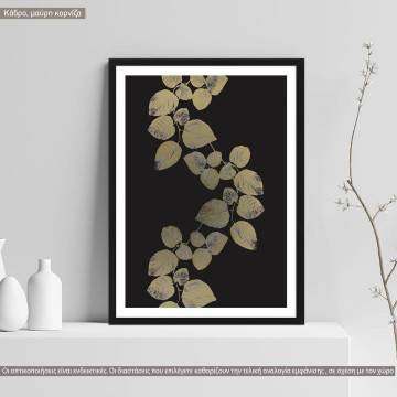 Leaves in negative gold, poster
