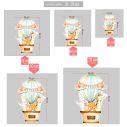 Kids wall stickers Airballoon with Animals, Watercolor