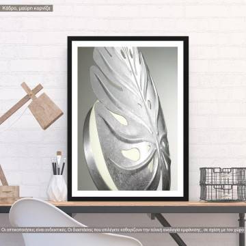 Silver in leaf shape, poster