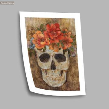 Skull and flowers, αφίσα, κάδρο, μαύρη κορνίζα 2