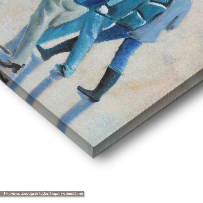 Πίνακας σε καμβά, Rainy day, in blue palette, καμβάς τελαρωμένος, λεπτομέρεια