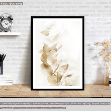 Copper white leaves, poster