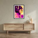 Monstera in magenta and yellow I, poster