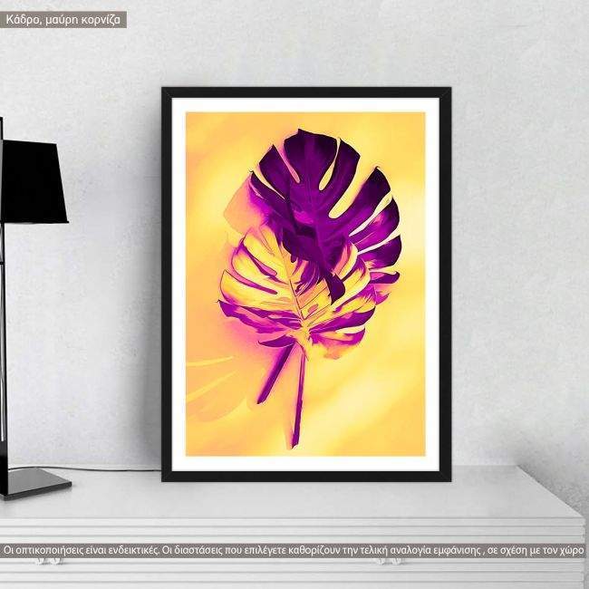 Monstera in magenta and yellow II, poster