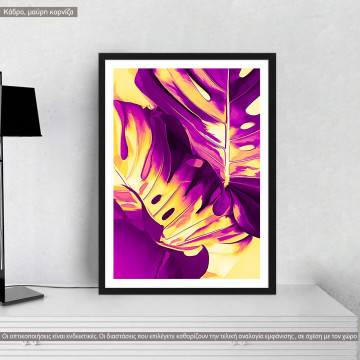 Monstera in magenta and yellow III, poster