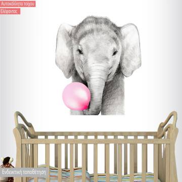 Kids wall sticker Pink Bubble baby elephant