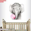 Παιδικό αυτοκόλλητο, Pink Bubble baby elephant