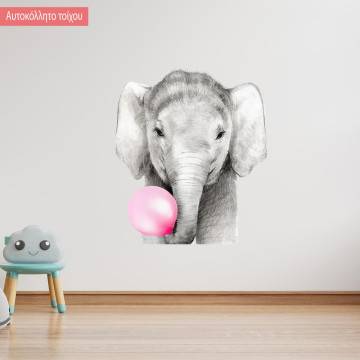 Παιδικό αυτοκόλλητο, Pink Bubble baby elephant 2