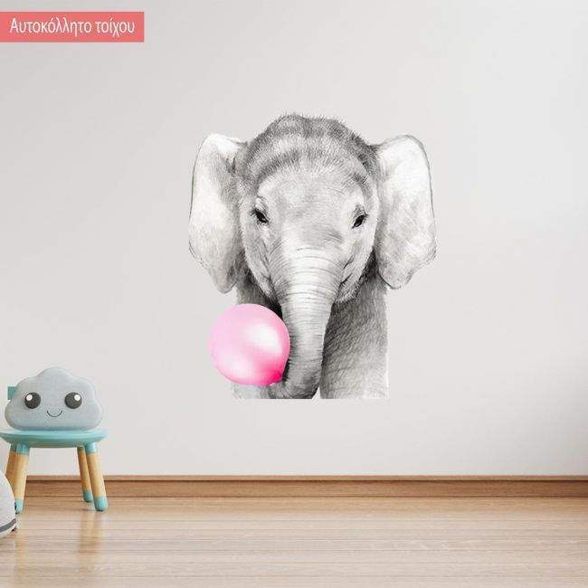 Kids wall sticker Pink Bubble baby elephant