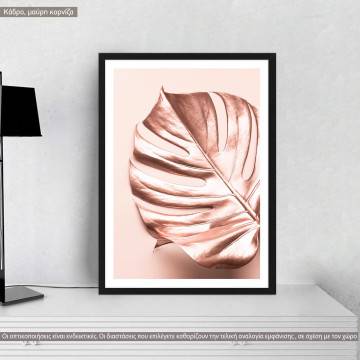 Leaf in copper texture, poster