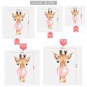 Kids wall sticker Pink Bubble baby giraffe