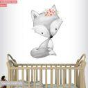 Kids wall sticker Little fox gray pink watercolor
