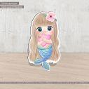 Wooden decorative figure printedCute Mermaid holding a star