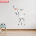 Kids wall sticker Little deer gray pink watercolor