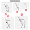 Kids wall sticker Little deer gray pink watercolor