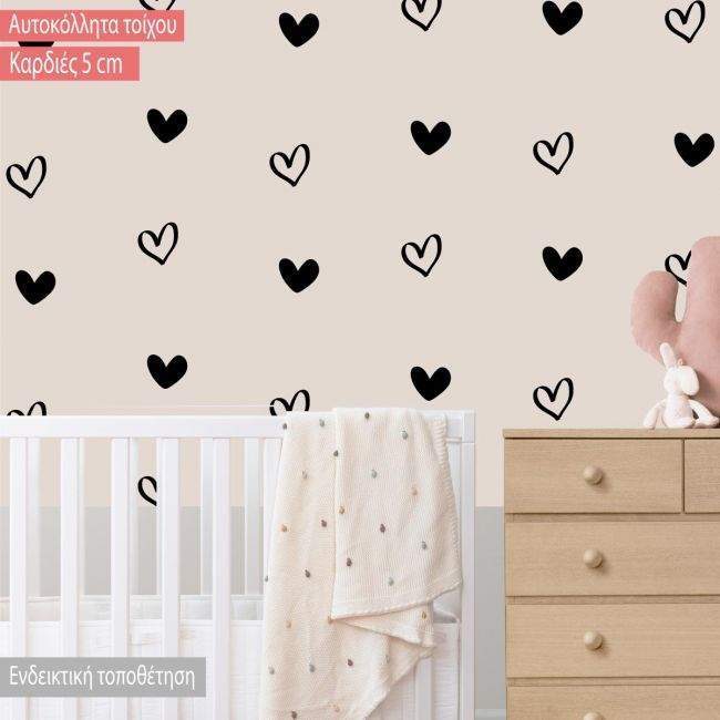 Αυτοκόλλητα τοίχου μοτίβο Καρδιές