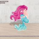 Wooden decorative figure printedCute Mermaid holding a star