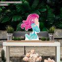 Wooden decorative figure printedCute Mermaid holding a star