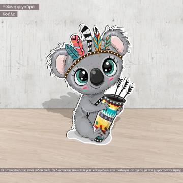 Wooden printed figure, Tribal Koala