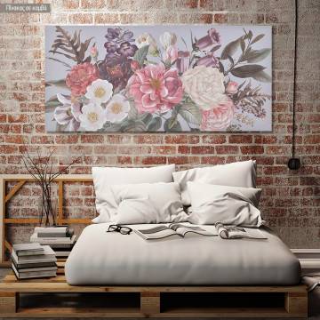 Πίνακας σε καμβά Many flower bouqeut I, πανοραμικός