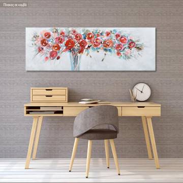 Canvas print Roses in vase, panoramic