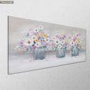 Canvas print Vases with flowers, panoramic