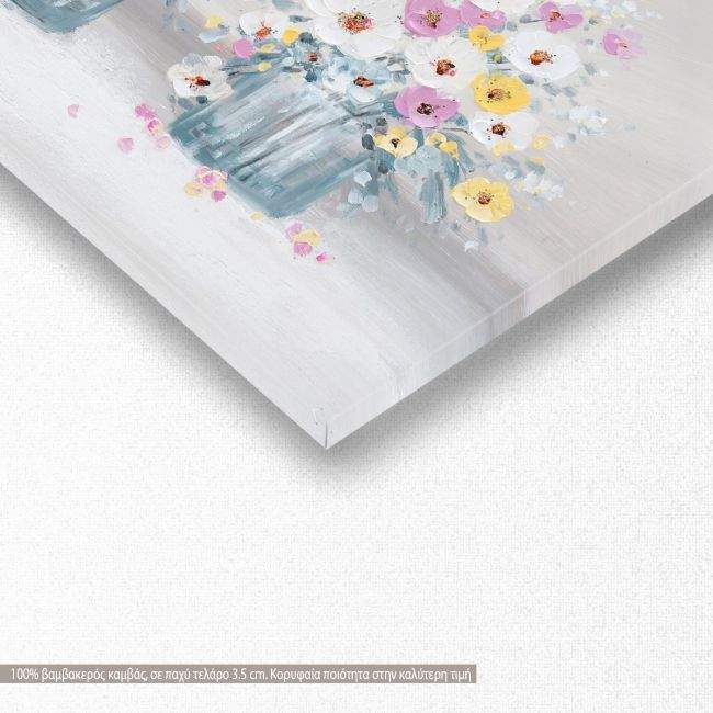 Canvas print Vases with flowers, panoramic