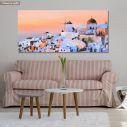 Canvas print Santorini sunset painting, panoramic
