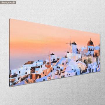 Πίνακας σε καμβά Santorini sunset painting πανοραμικός Καμβάς τελαρωμένος Όψη 1 2